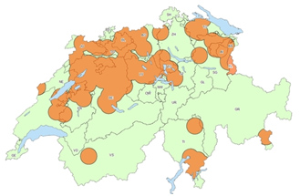 SBV en las regiones de Suiza