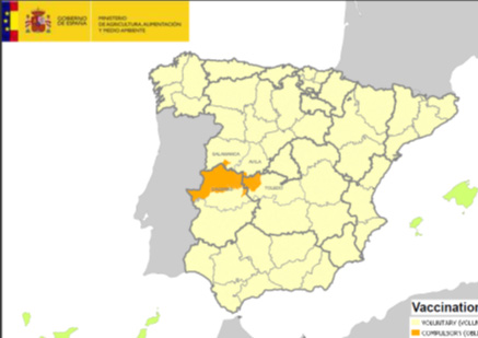  Zonas de vacunación obligatoria y voluntaria frente al serotipo 1 de lengua azul en España