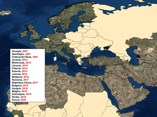 Epidemiología de la PPA en Europa desde 2007 hasta abril 2020
