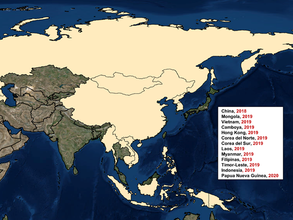 Epidemiología de la PPA en Asia desde 2018